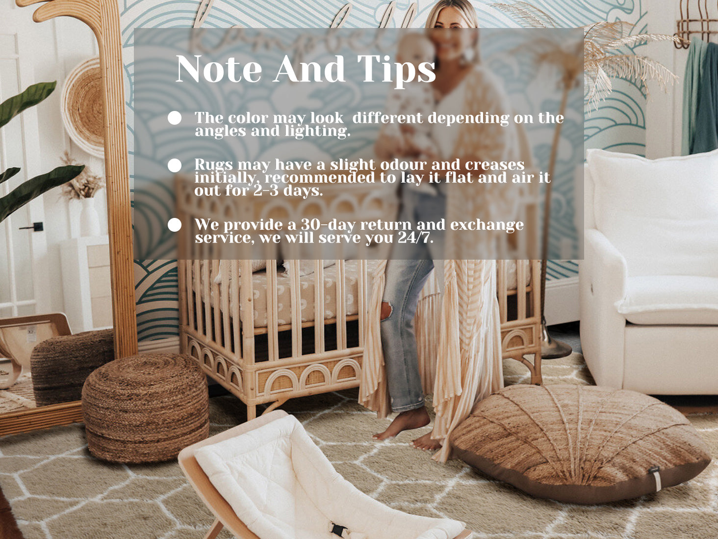 Beige and White Rug, Large Boho Geometric Area Rugs for Living Room, Shaggy Moroccan Floor Rug