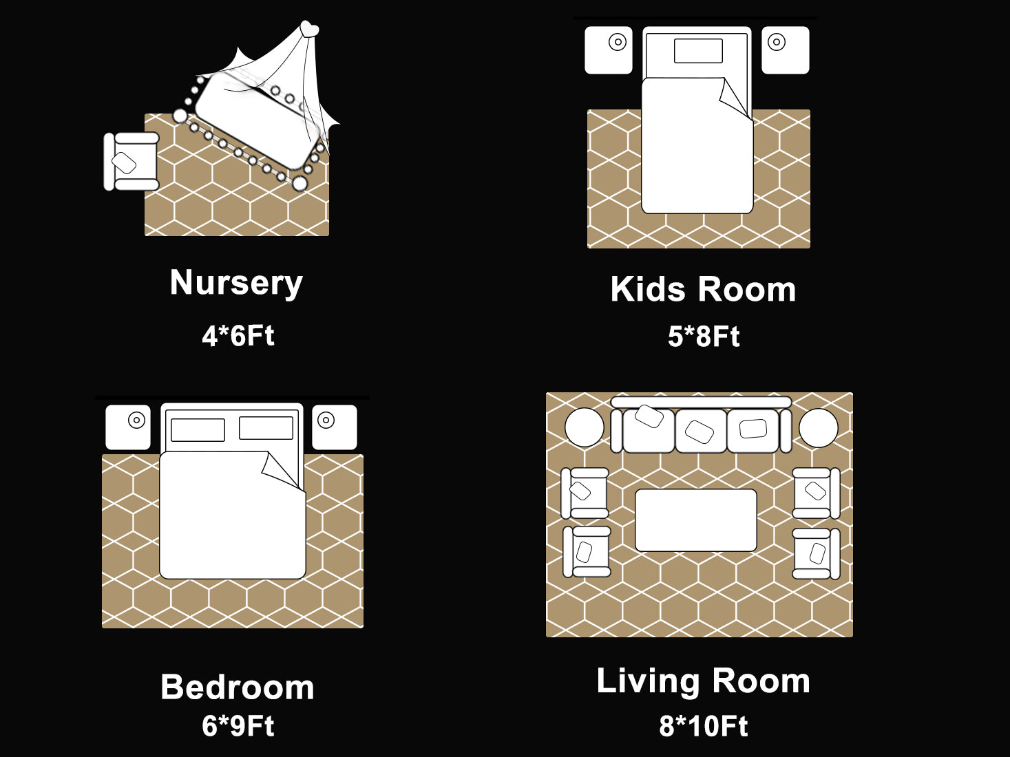 Beige and White Rug, Large Boho Geometric Area Rugs for Living Room, Shaggy Moroccan Floor Rug