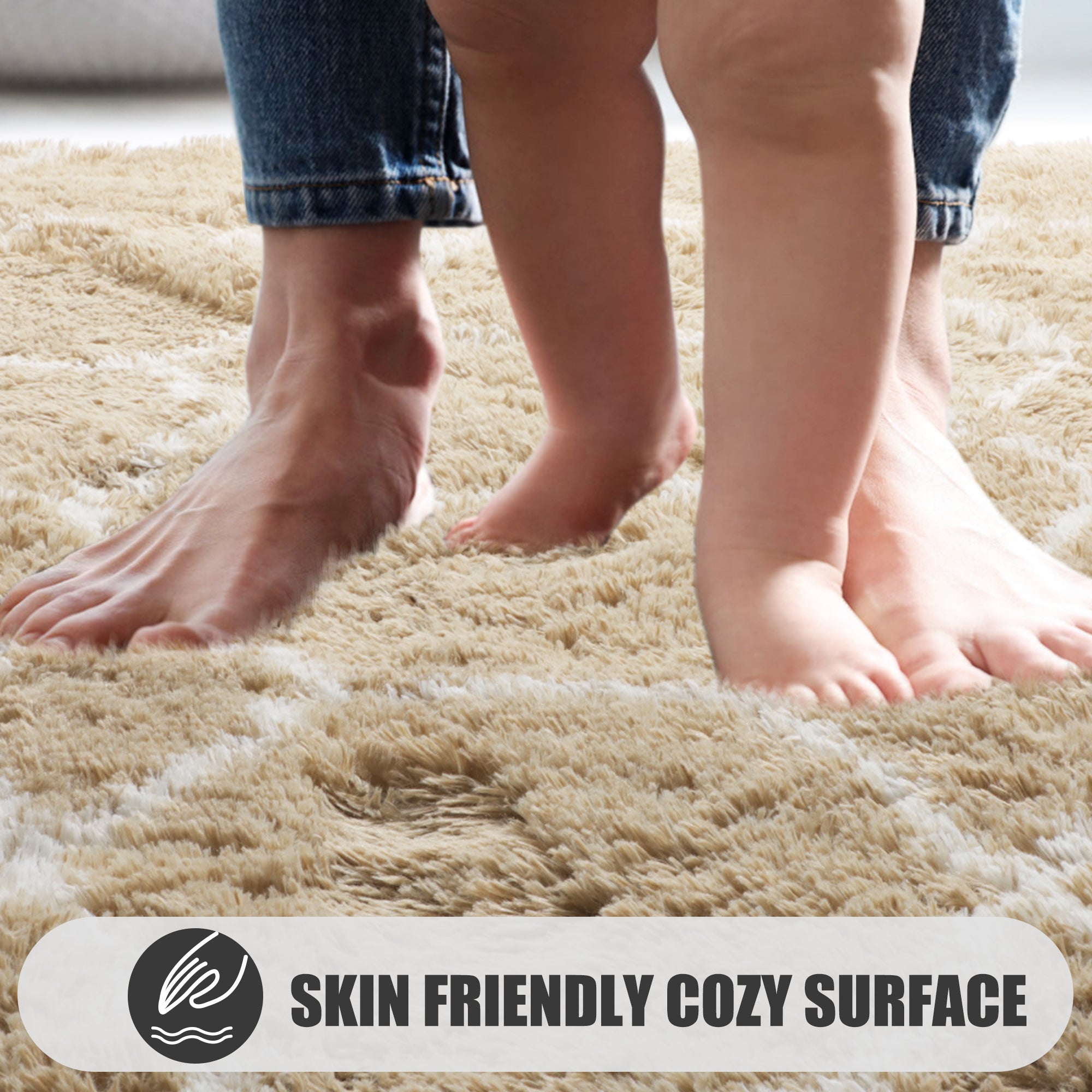 Beige and White Rug, Large Boho Geometric Area Rugs for Living Room, Shaggy Moroccan Floor Rug