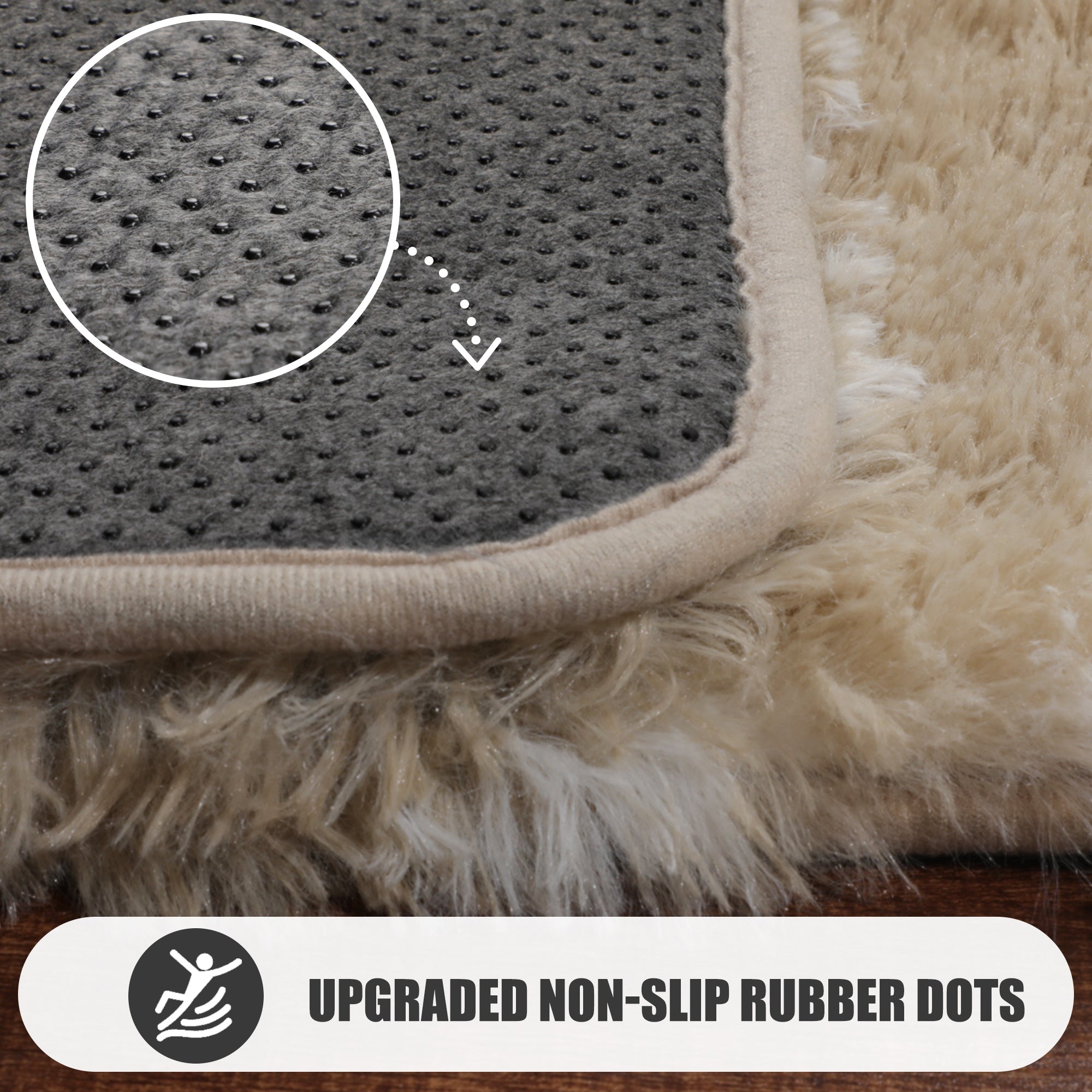 Beige and White Rug, Large Boho Geometric Area Rugs for Living Room, Shaggy Moroccan Floor Rug