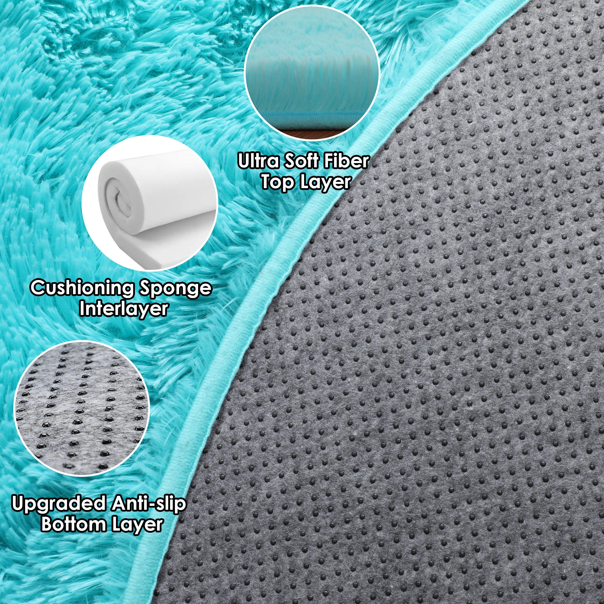 for Nursery Room Soft Blue Round Area Rug