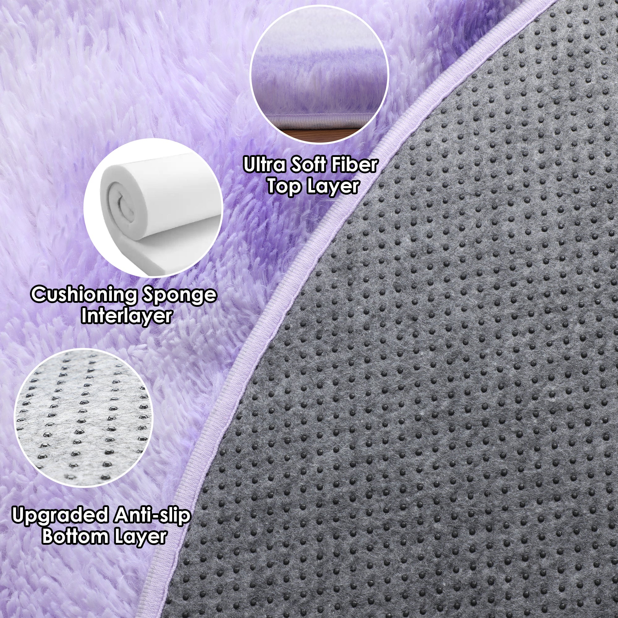 Soft & Plush Modern Home Decor Tie-Dyed Purple Round Area Rug