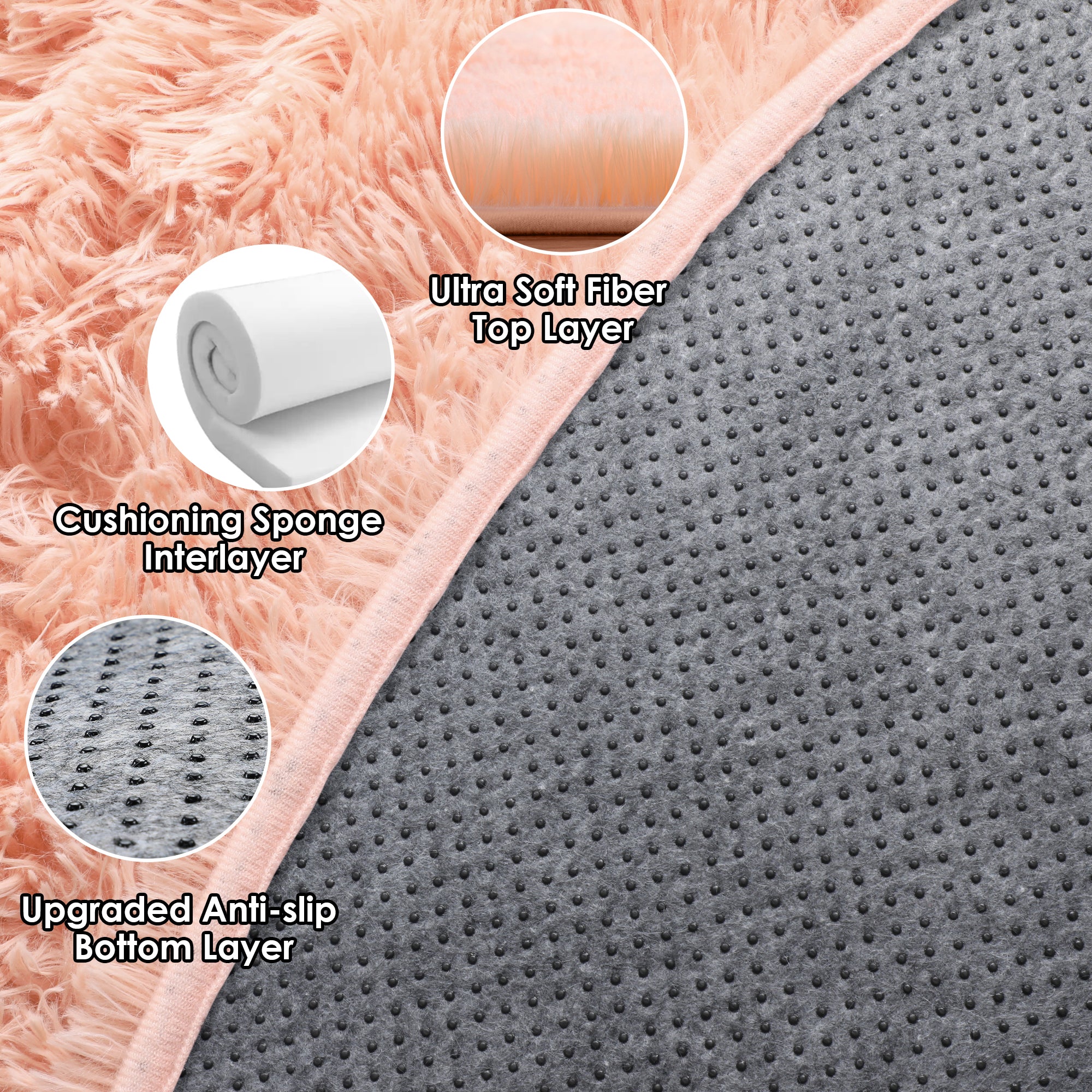 Ultra Soft Luxuriously and Modern Home Decor Corcal Pink Round Area Rug