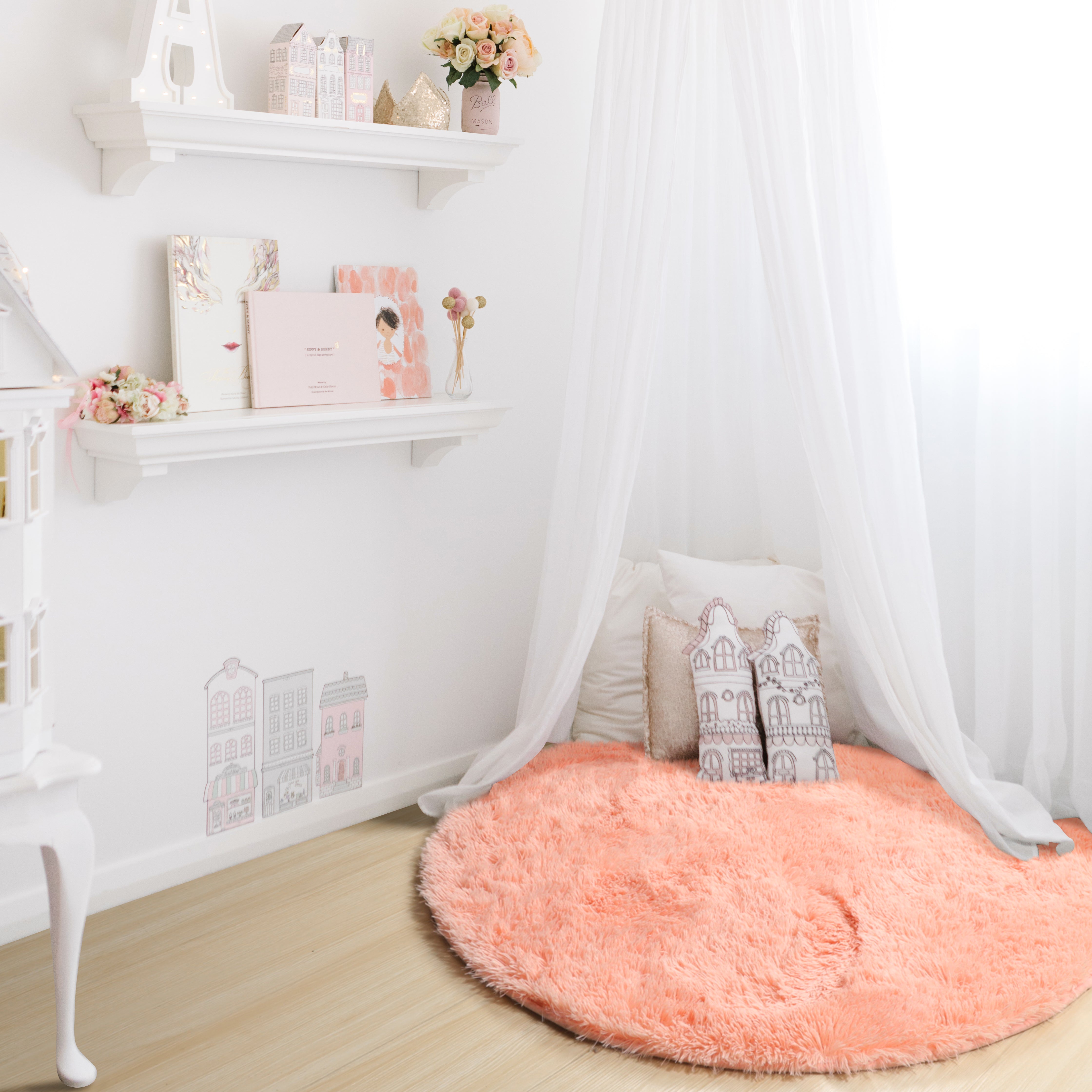 Ultra Soft Luxuriously and Modern Home Decor Corcal Pink Round Area Rug