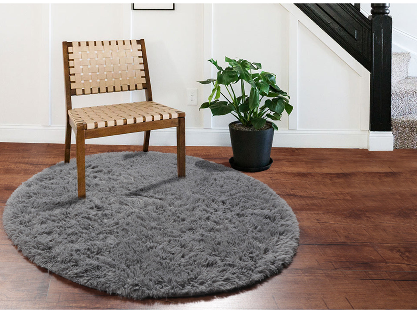 for Kids RoomSoft Plush Gray Round Area Rug