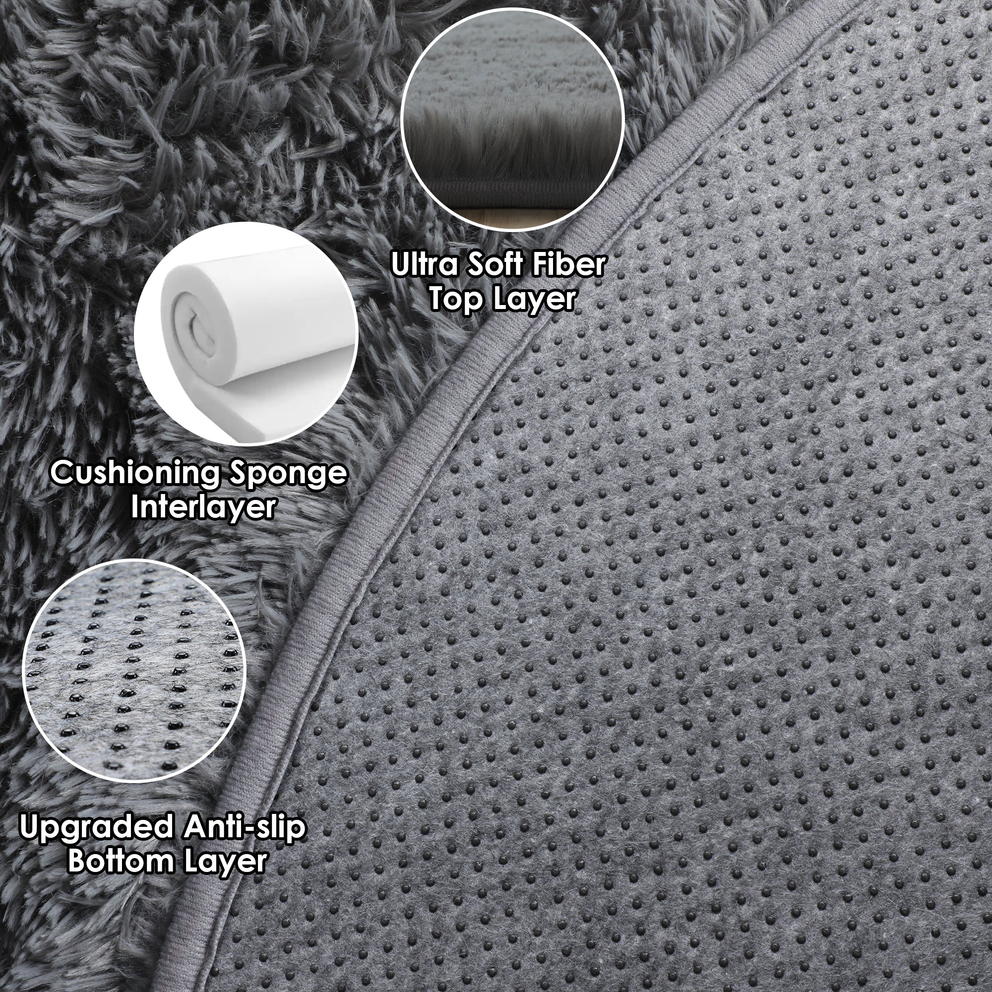 for Kids RoomSoft Plush Gray Round Area Rug