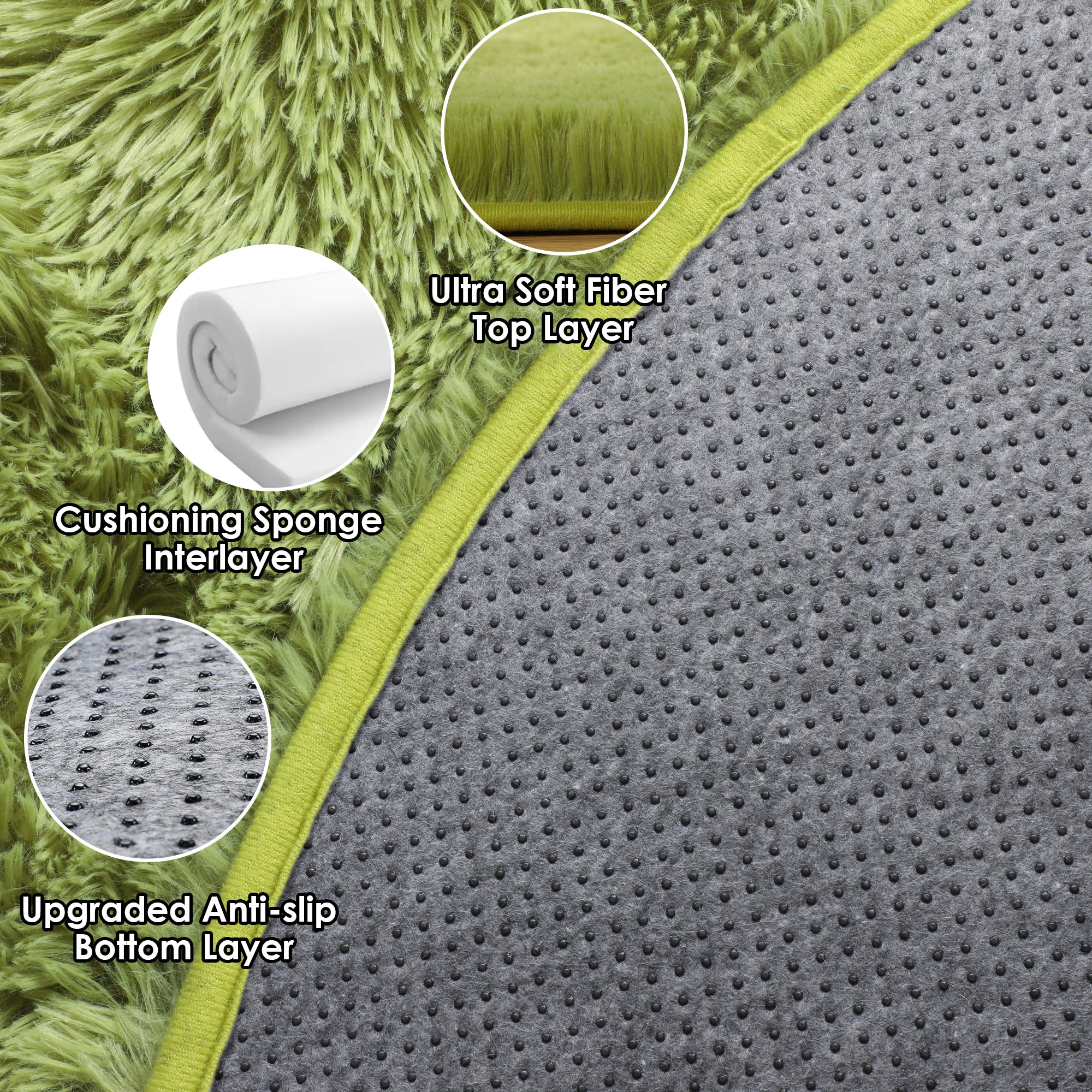 Soft Grass Green Modern Round Area Rug