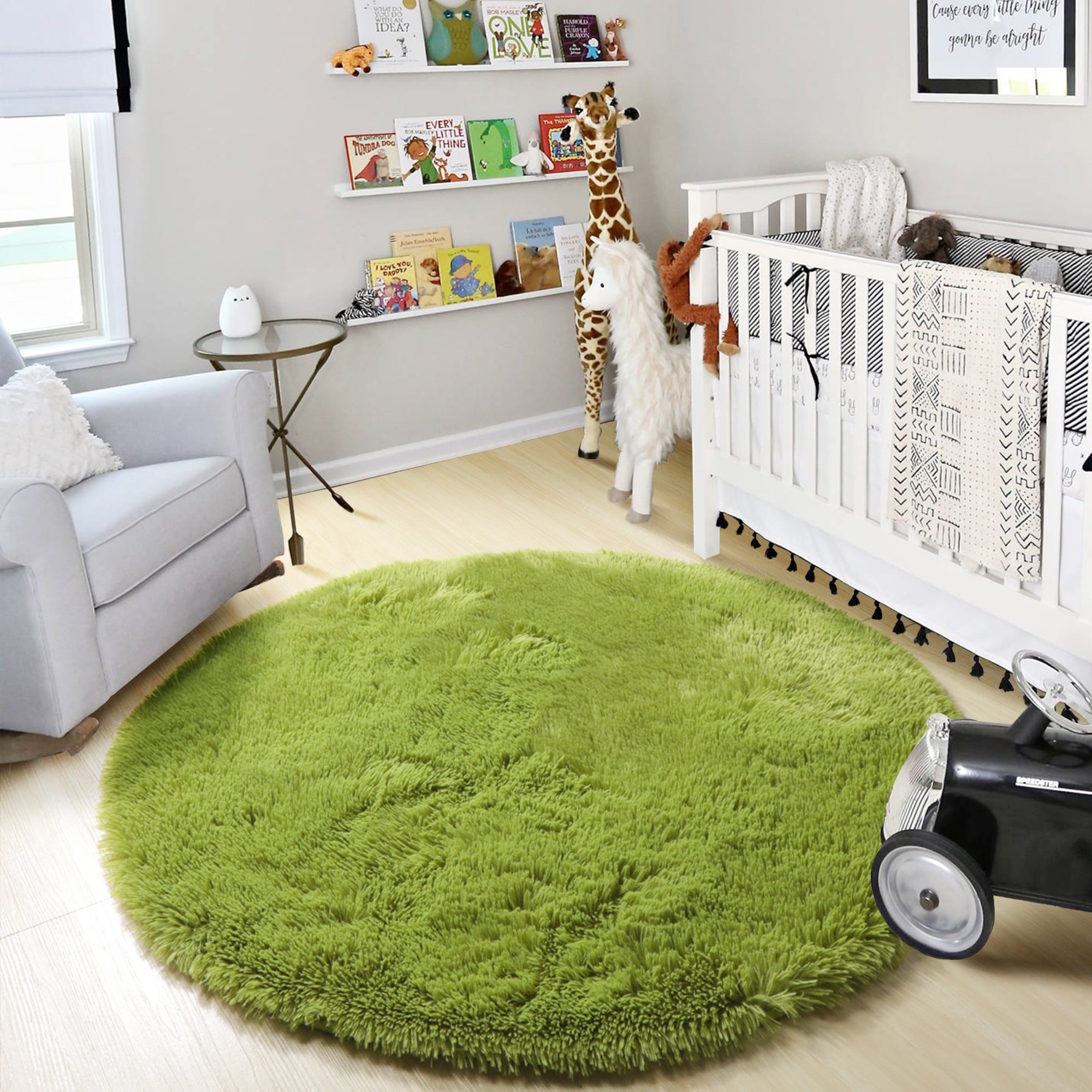 Soft Grass Green Modern Round Area Rug
