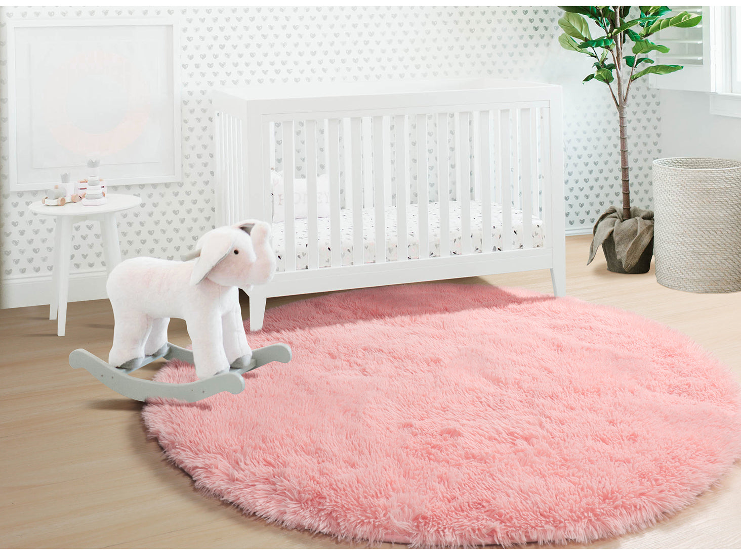 Super Soft Nursery Room Pink Round Area Rug