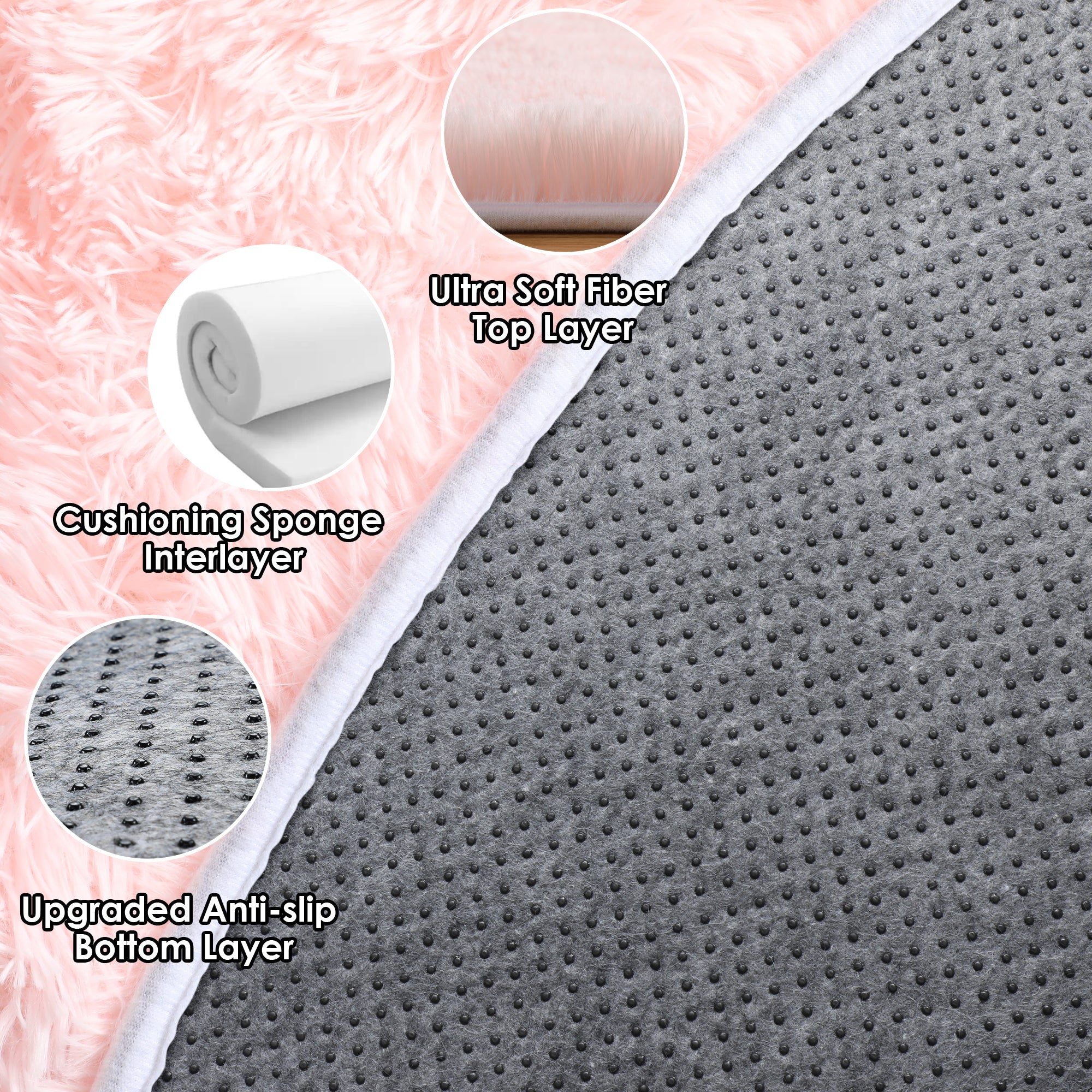Super Soft Nursery Room Pink Round Area Rug