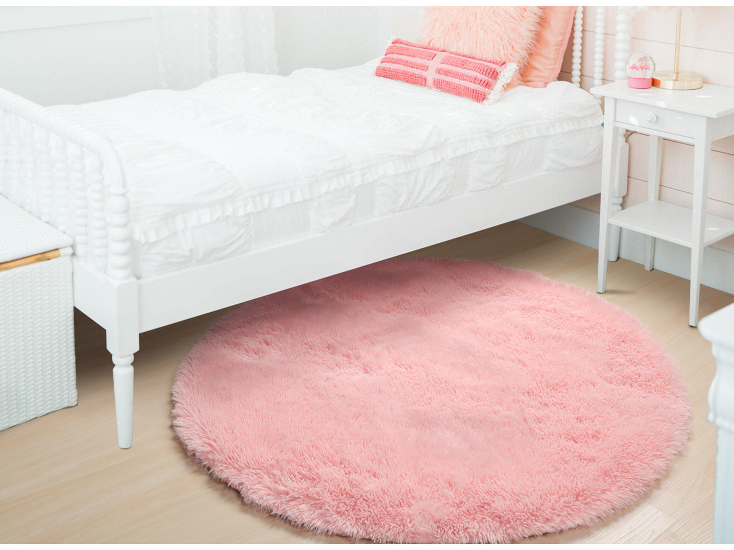 Super Soft Nursery Room Pink Round Area Rug