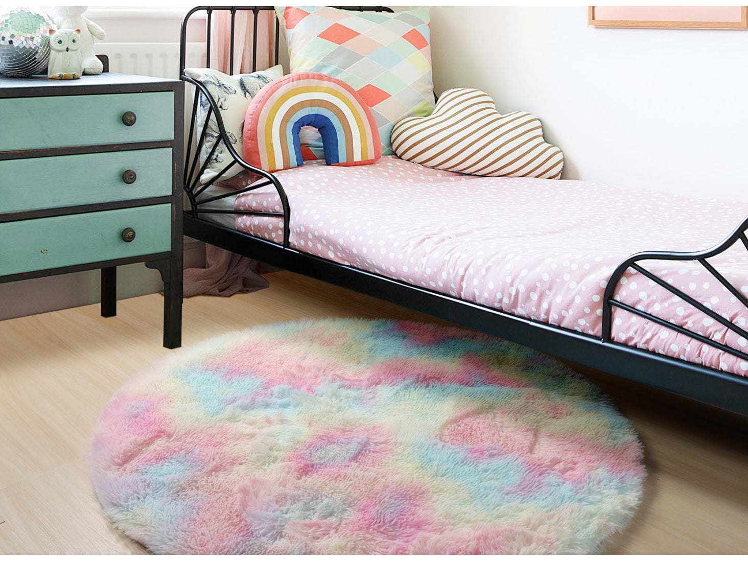 Kawaii Room Decor Rainbow Round Area Rug