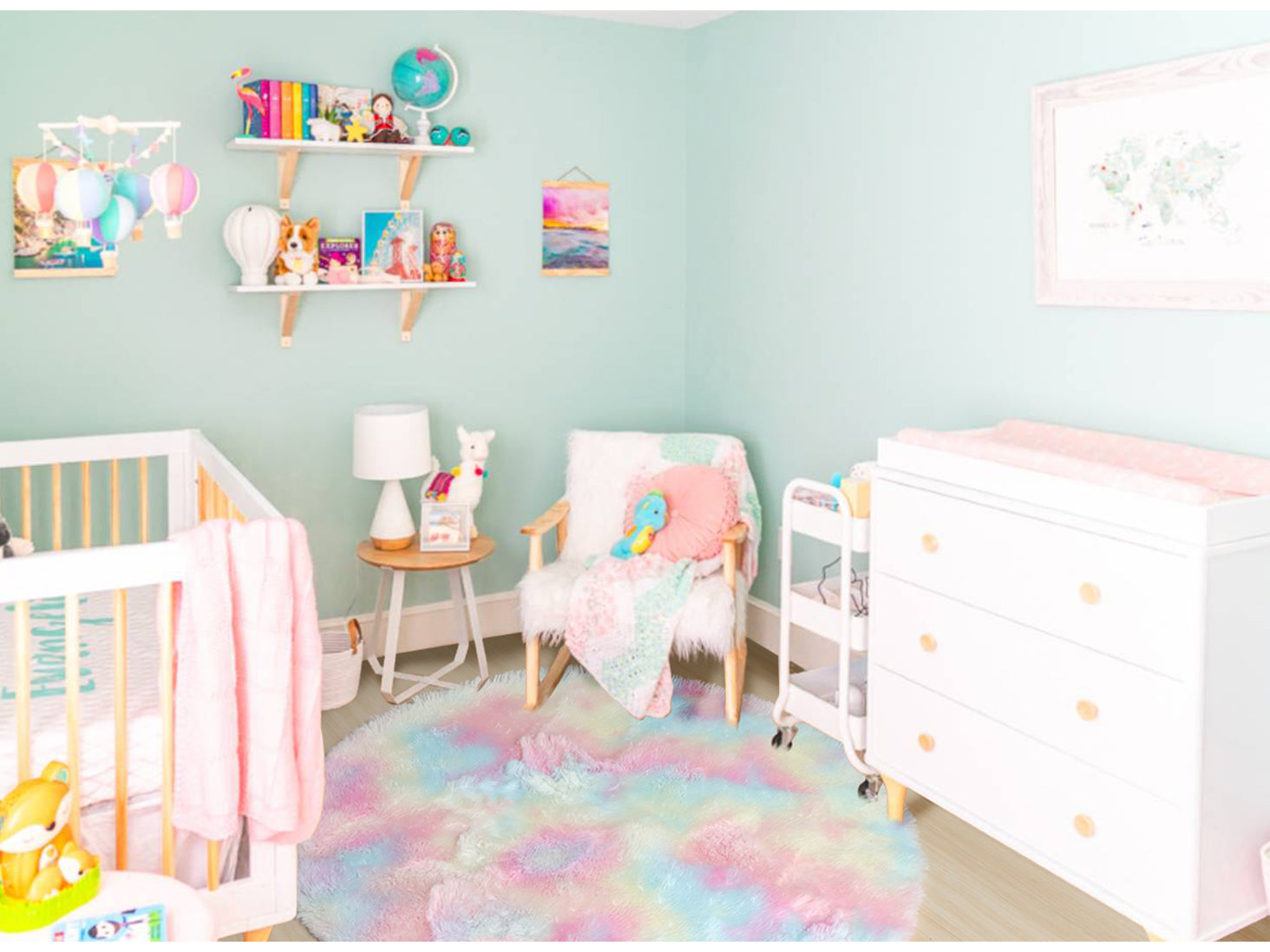 Kawaii Room Decor Rainbow Round Area Rug