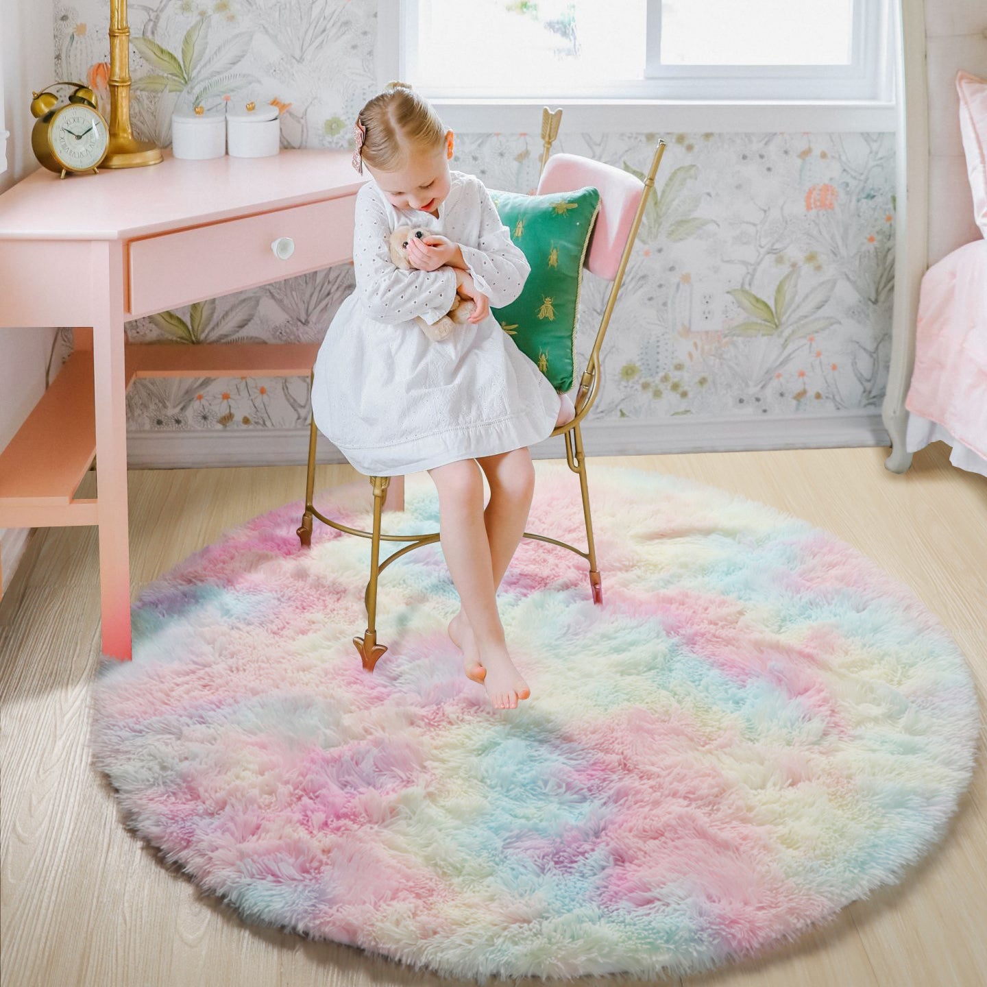 Kawaii Room Decor Rainbow Round Area Rug