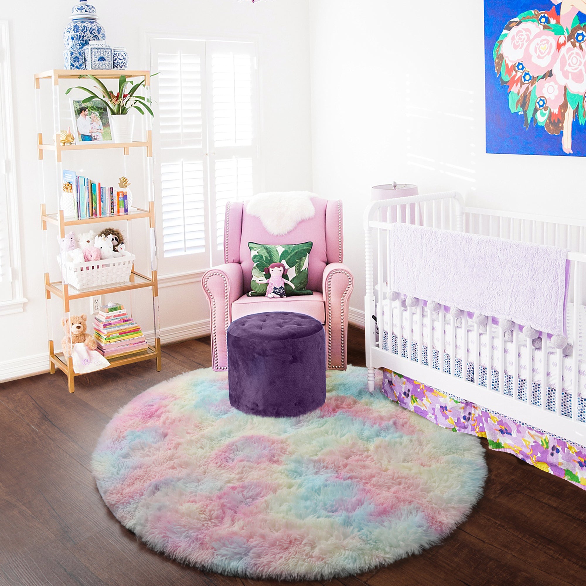 Kawaii Room Decor Rainbow Round Area Rug