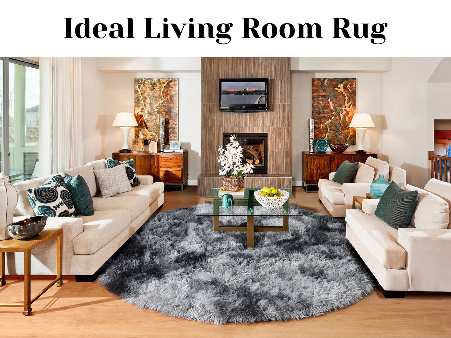 Fluffy Tie-Dyed Dark Grey Modern Round Area Rug