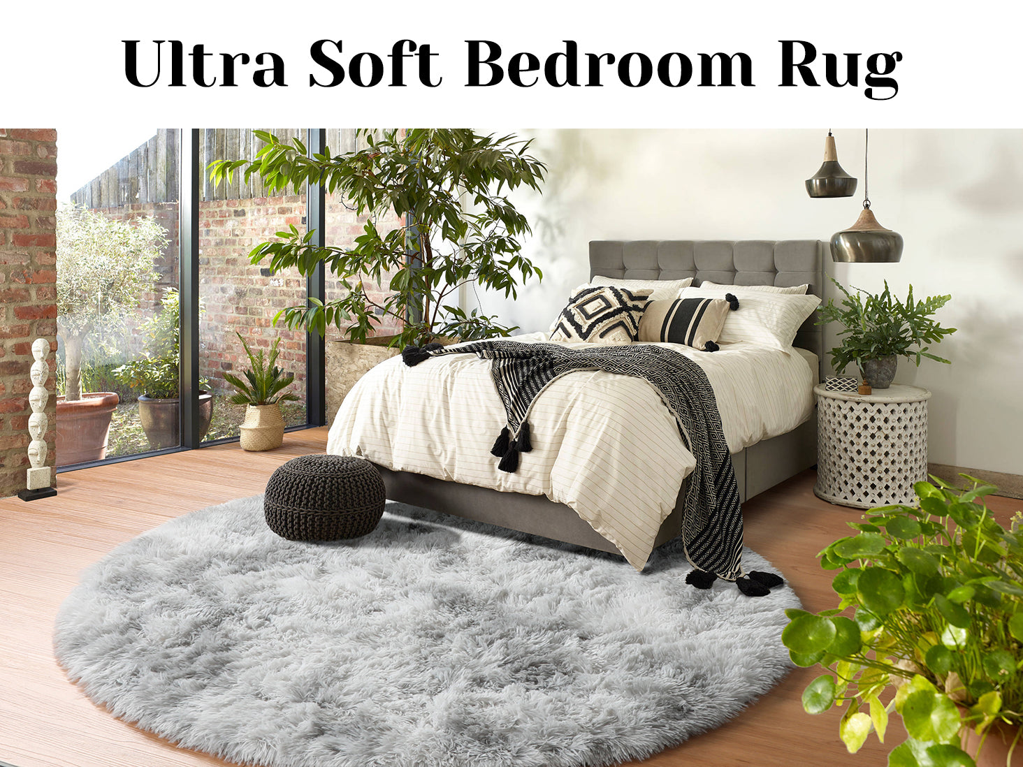 Soft and Fluffy Modern Home Decor Tie-dyed Light Grey Round Rug