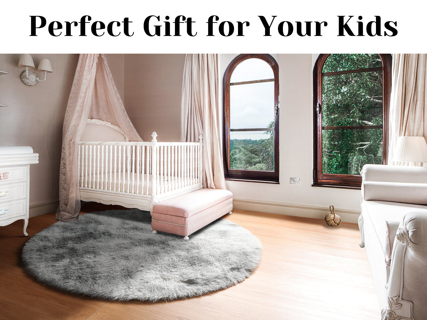 Soft and Fluffy Modern Home Decor Tie-dyed Light Grey Round Rug