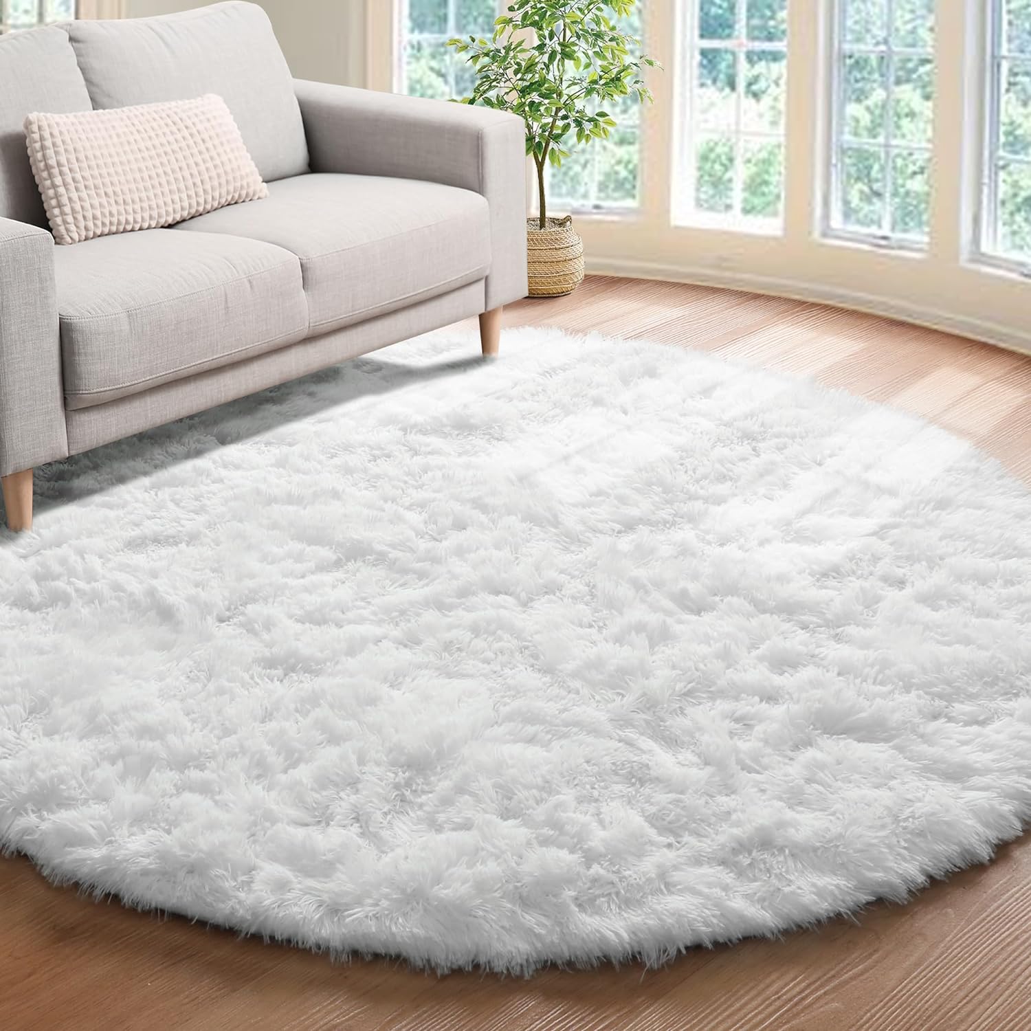 Room Decor White Modern Round Area Rug