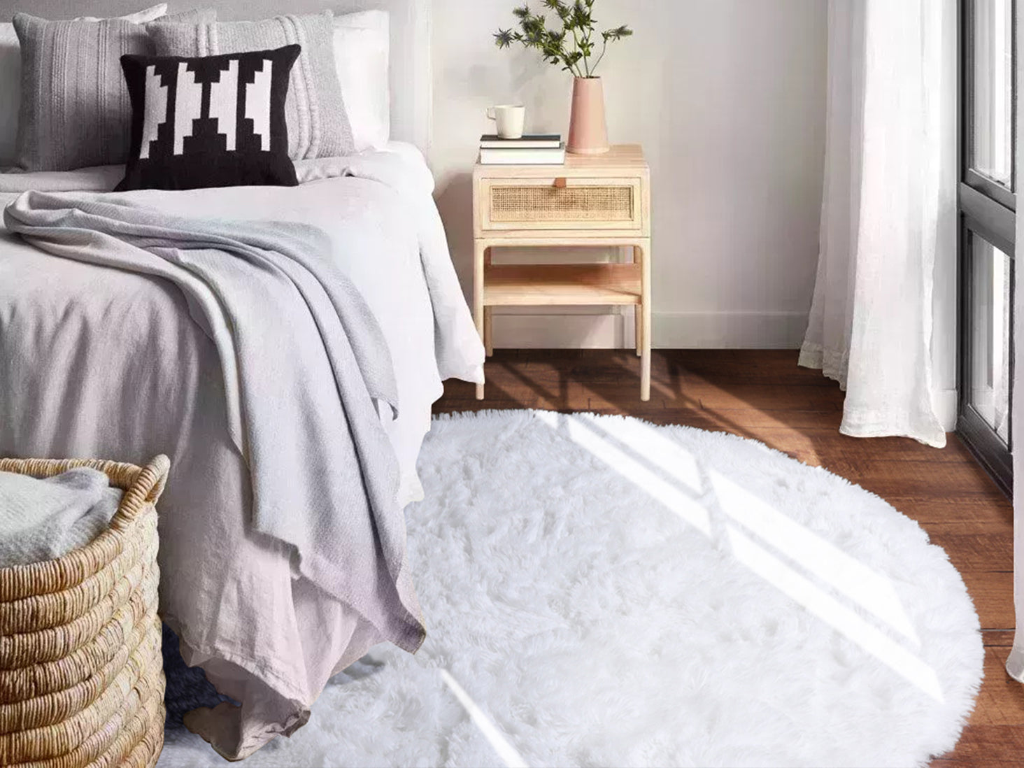 Room Decor White Modern Round Area Rug