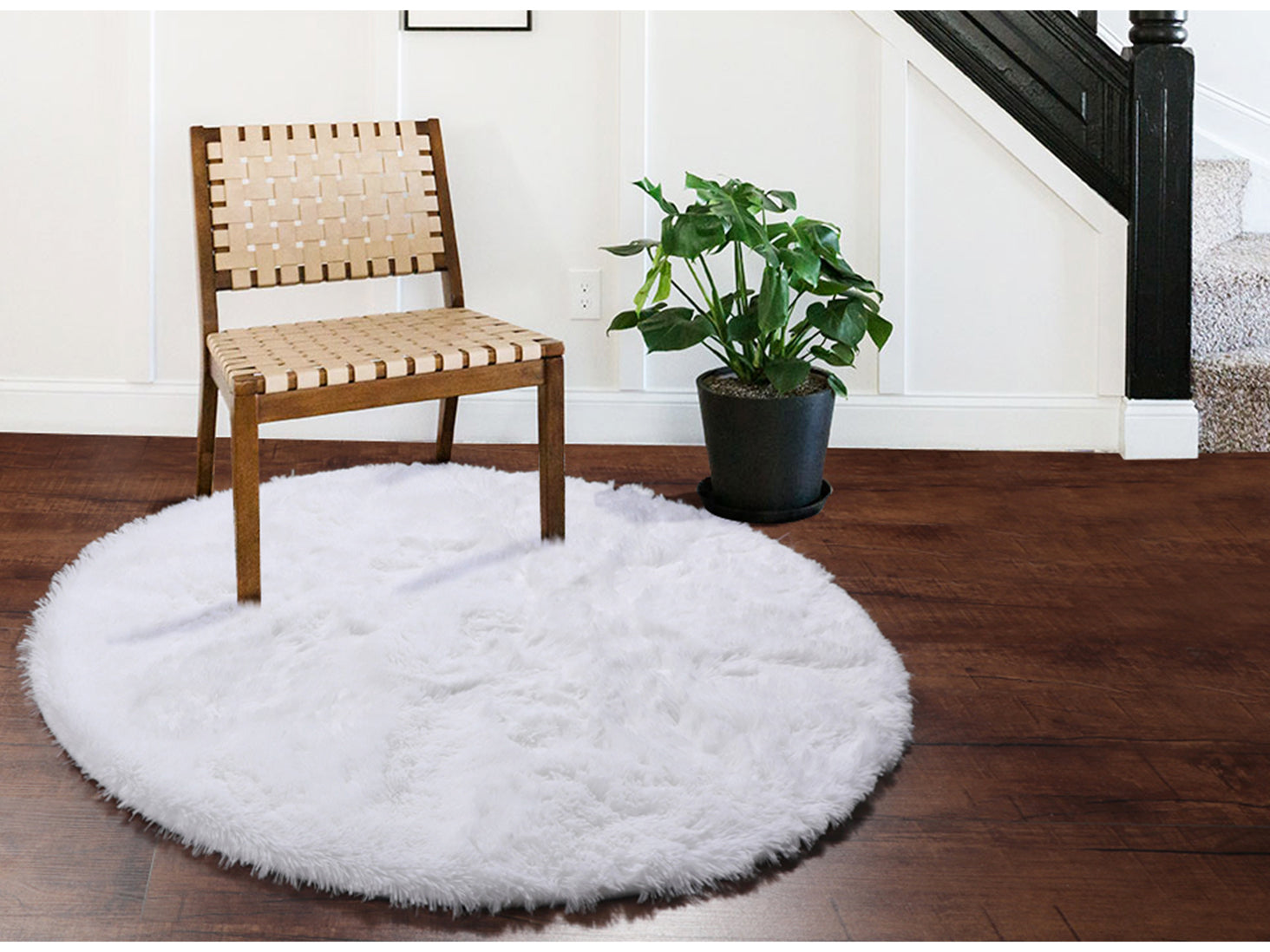 Room Decor White Modern Round Area Rug
