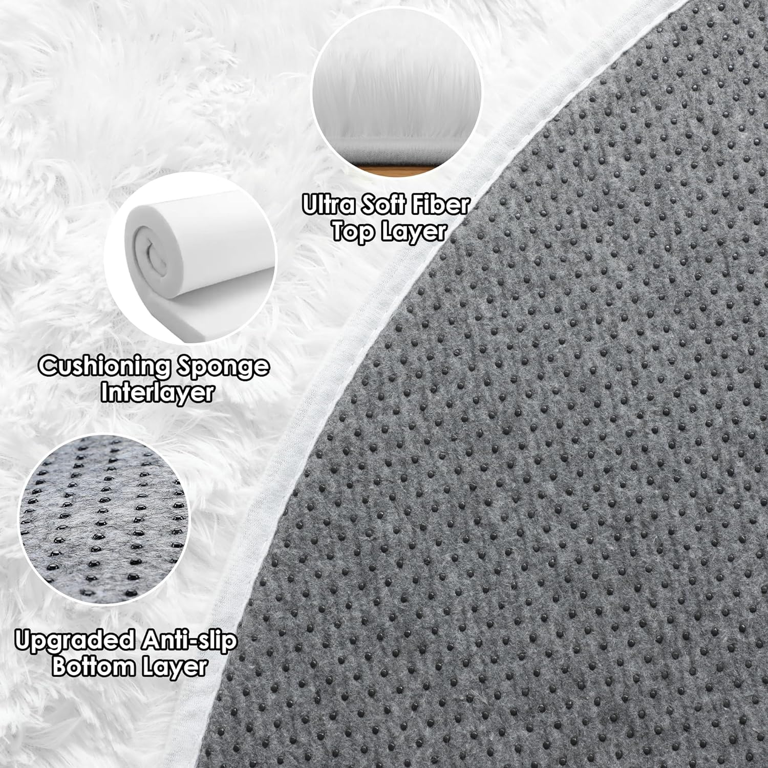 Room Decor White Modern Round Area Rug