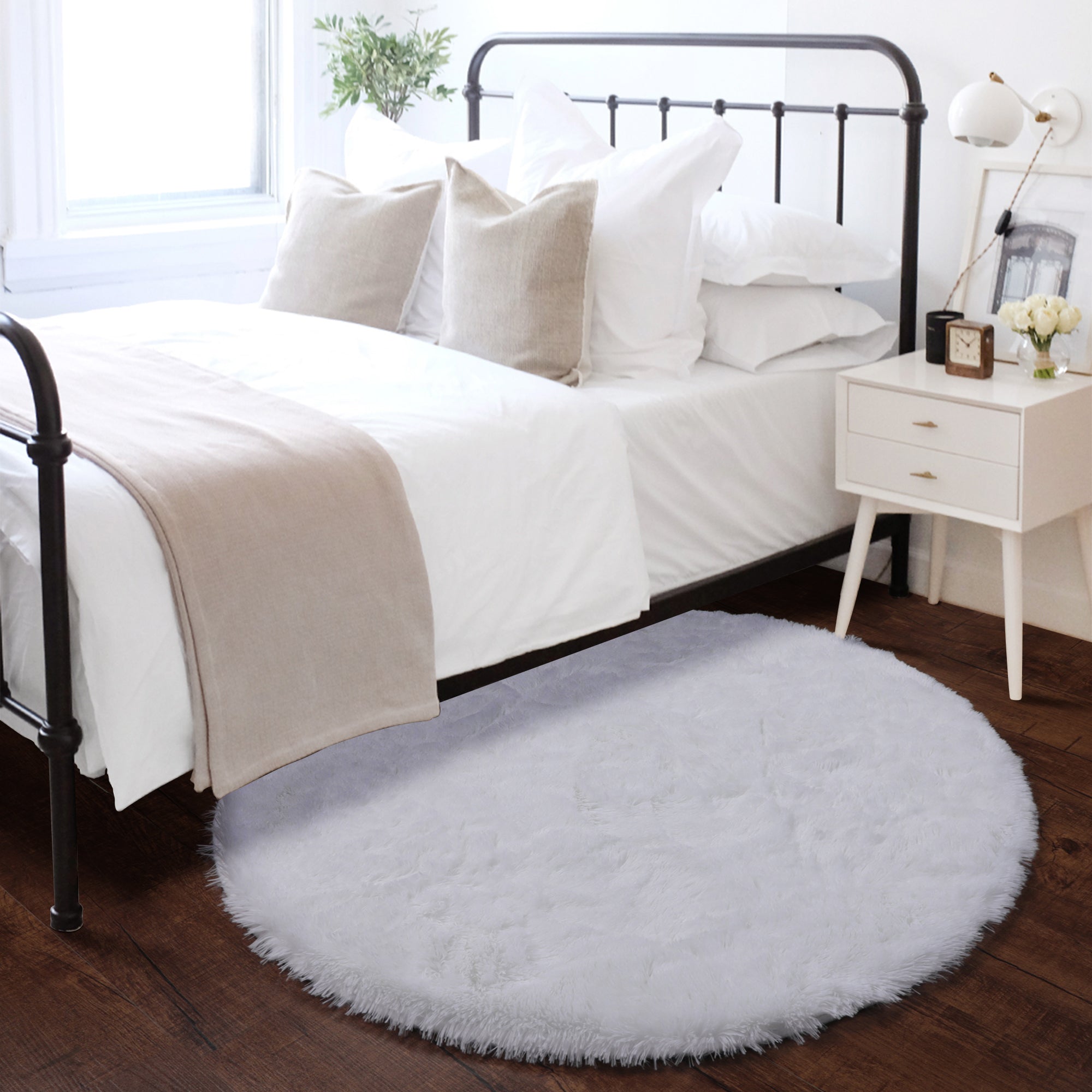 Room Decor White Modern Round Area Rug