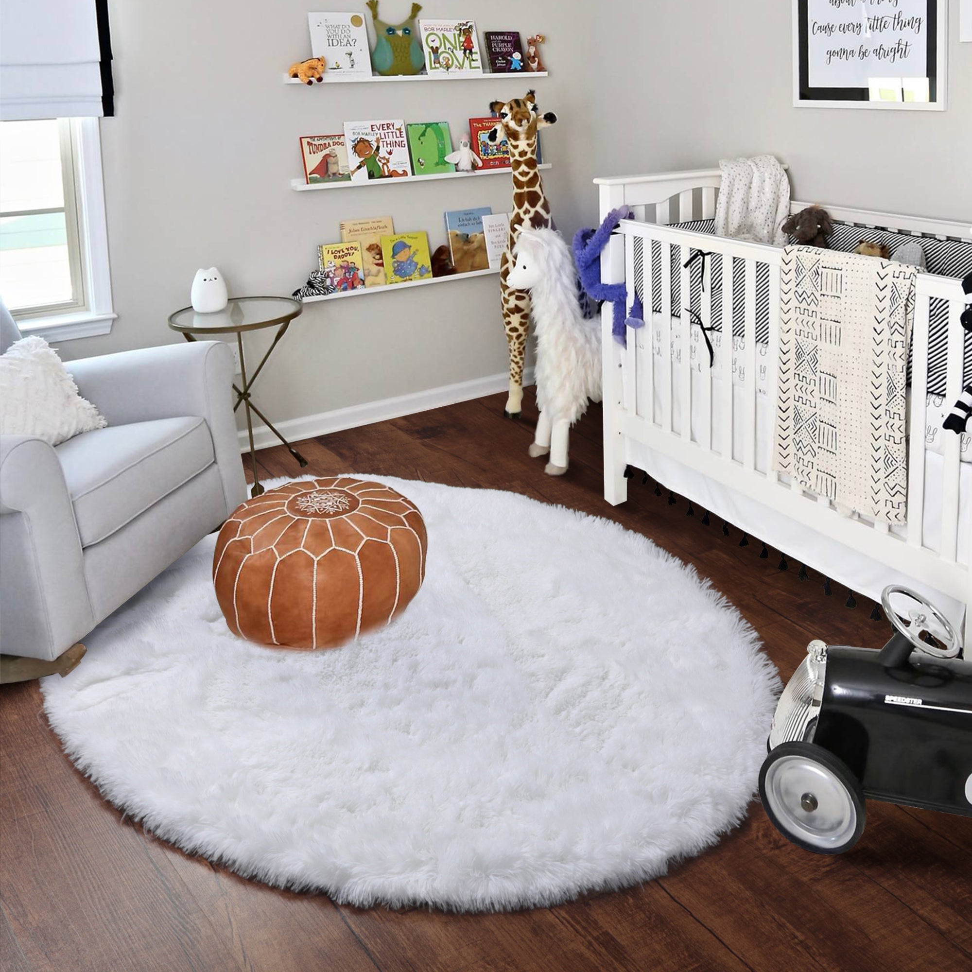 Room Decor White Modern Round Area Rug