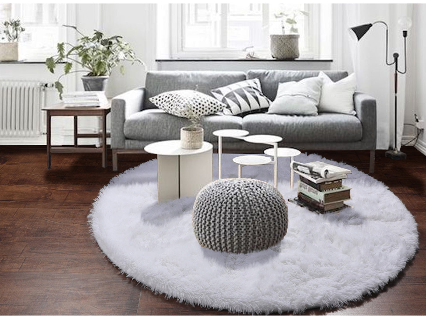 Room Decor White Modern Round Area Rug