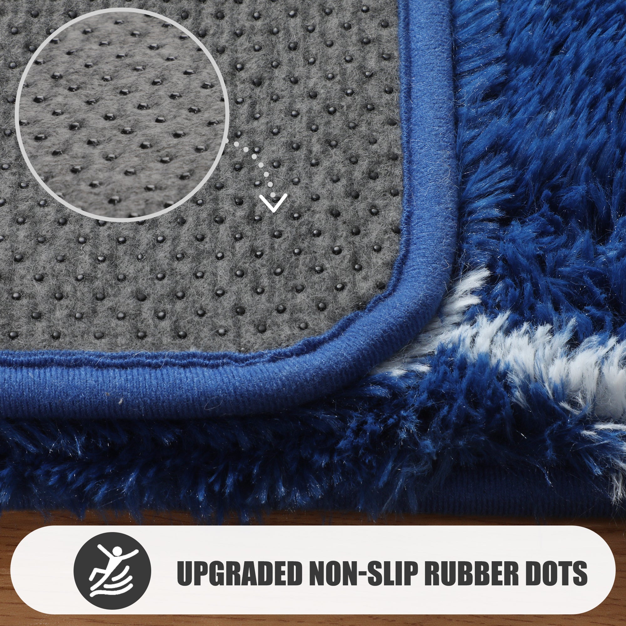 Fluffy Moroccan Navy and White Rugs