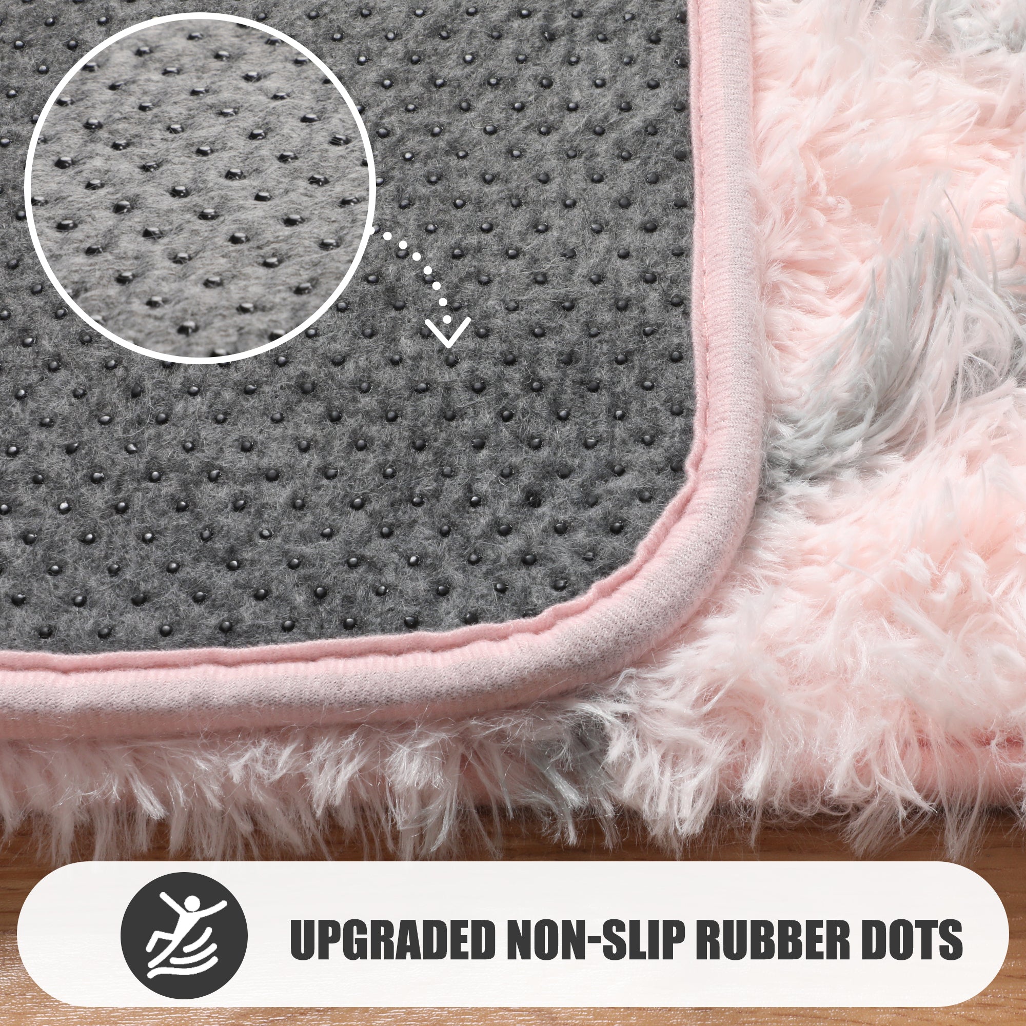 Fluffy Pink and Grey Rug