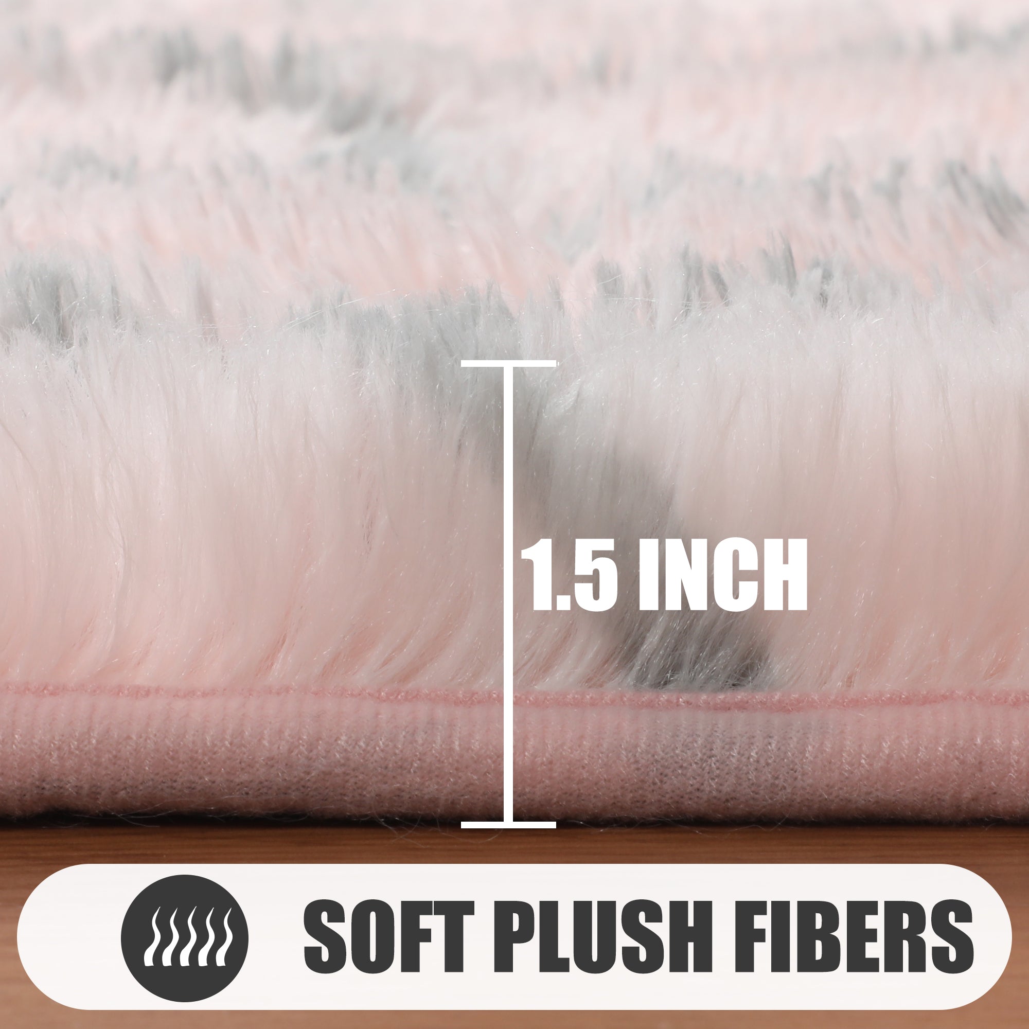 Fluffy Pink and Grey Rug